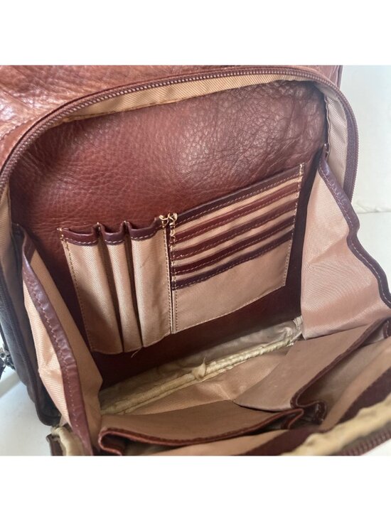 Osgoode Marley Organizer Backpack Brown Leather 10x12 Work Professional main image 12